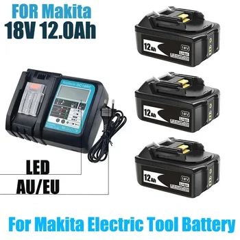 Makita 18V baterija 12000mAh įkraunama elektrinių įrankių baterija su LED ličio jonų keitimu LXT BL1860B BL1860 BL1850 3A įkroviklis