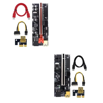1PCS Atnaujinta VER009S Plus PCI-E PCIE stovo kortelė Ver 009S USB 3.0 SATA 15Pin to 6Pin adapteris BTC kasybos kasyklai