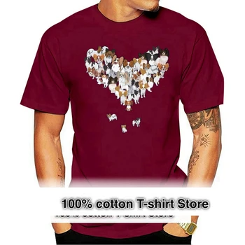 New Arrival T Shirt New Men& Short Sleeve Funny Crew Neck Papillon Dog Heart marškinėliai