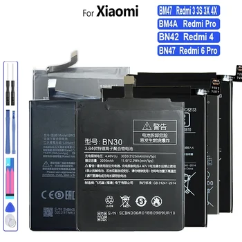 Keitimas Realios talpos mobiliojo telefono baterija, BM4A, BM47, BN47, BN42, skirta Xiaomi Redmi 3, 4, 6 Pro, 6Pro, 3S, 3X, 4X, Tools