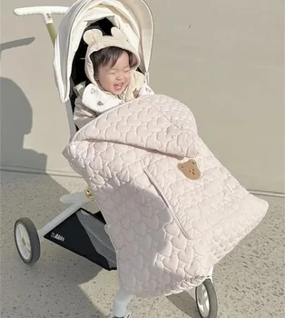 Vežimėlio antklodė Vilna Šilta antklodė kūdikiui Naujagimio maudyklė Kūdikių aksesuaras Dygsniuotas vėjui atsparus apsiaustas Dirželis Apvyniotas Antklodės užvalkalas