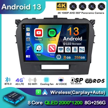 Android 13 Carplay Auto Car Radio for Suzuki Vitara 2015 2016 2017 2018 2019 Multimedia Video Player Navigation GPS Stereo Audio