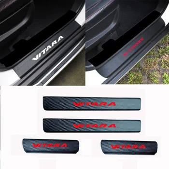 4PCS anglies pluošto vinilo lipdukas Automobilių durelių slenksčio plokštelė Suzuki Vitara s-cross automobilių dalys Priedai