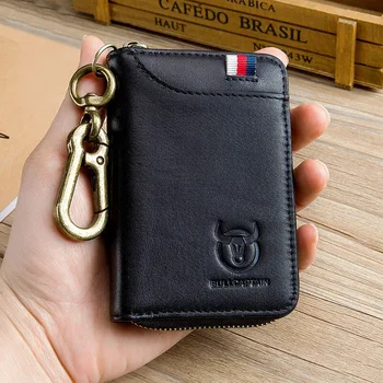 Natūralios odos piniginės vyrams Užtrauktukas Raktas Kreditinės kortelės laikiklis Mažas krepšys Juosmuo kabantis Pagrindinis Raktų dėklai Kišenpinigių maišelis
