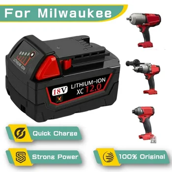 Naujas 18V 12.0Ah pakeitimas Milwaukee M18 XC ličio baterijai 48-11-1850 48-11-1840 48-11-1820 48-11-1860