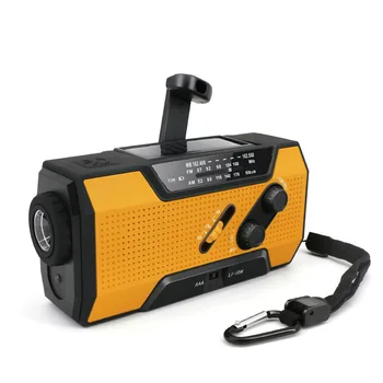 2000mAh Orų radijo įkraunamas nešiojamas FM radijo imtuvas su saulės įkrovimu, rankinis švaistiklis ir baterija valdomas SOS aliarmas