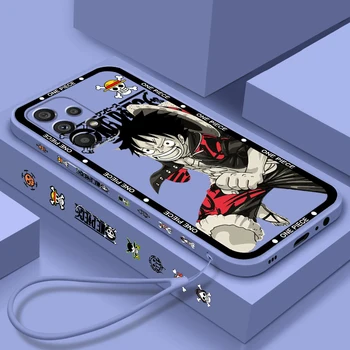 One Piece Monkey D. Luffy Liquid Left Rope For Samsung A53 A52 S A33 A32 A51 A71 A21S A13 A73 A50 A72 A23 A12 5G Telefono dėklas