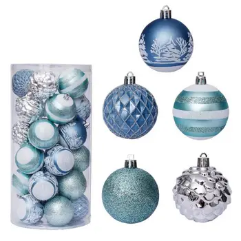 Kalėdinių kamuoliukų papuošalai 30PCS Specialios formos galvanizuoti dažyti dūžtantys pakabos rutulio rinkiniai 2.4inch Kalėdų eglutės papuošalai