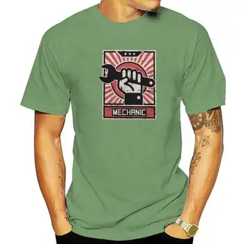 Mechanic Propaganda Tshirt Vyriški grynos medvilnės naujovės marškinėliai Automobilių taisymo inžinierius Camisas Hombre didmeninė prekyba