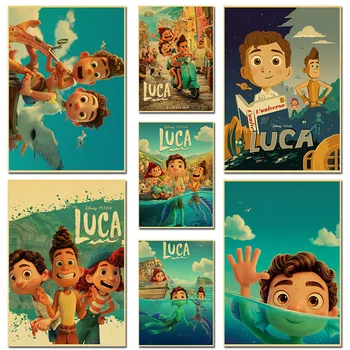 LUCA Disney Plakatai Retro animacinis filmas Baltai dengtas popierius Plakatas Pagrindinis Kambario dekoravimas Tapyba Menas Sienų lipdukas Paveikslėlis