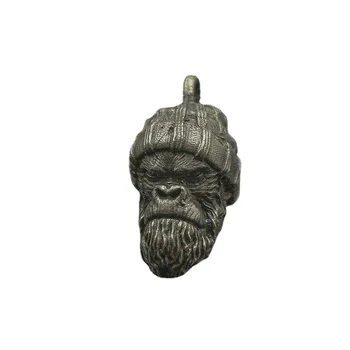 Vilnonė skrybėlė Gorilos galva Skulptūra Žalvarinis peilis Karoliukai Gyvūnas Orangutanas EDC Pasidaryk pats austi Paracord diržas Charms pakabukai Priedai