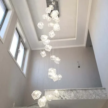 Modernus led krištolo šviestuvas laiptams Prabangūs stikliniai ilgai kabantys šviestuvai Nauji kūrybiniai 