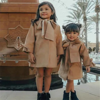 Girls Woolen Coat Overcoat Jacket Windbreak 2023 Brown Warm Plus Thicken Winter Cotton Teenagers Gift Vaikų drabužiai