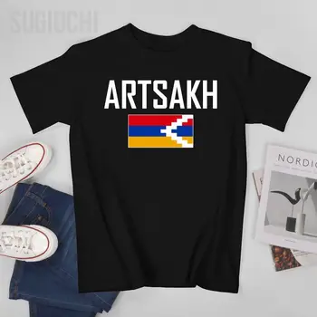 Unisex Vyriški marškinėliai Artsakh vėliava ir šriftas Trišakiai marškinėliai O-kaklas Marškinėliai Moterys Berniukai 100% medvilniniai drabužiai daugiau spalvų