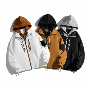 Solid Two Color Sweatshirts Fake Two Piece Hoodie Outdoor 3 Colors Streetwear Sweater Patchwork Sweatship Dropshipping