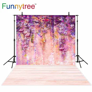 Funnytree fonas fotografijos studijai gėlių abstrakti akvarelės tapyba pavasario profesionalus fonas fotobooth