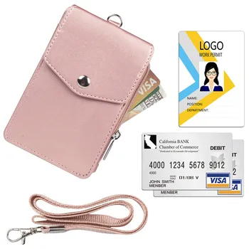 1 Pc Juodas verslo kreditinės kortelės ID ženklelis piniginės maišelis moterų vyrų monetų kortelės piniginės laikiklis kaklo dirželis studento autobuso kortelių krepšiai