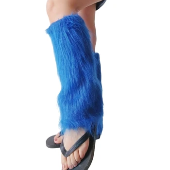 Dirbtiniai kailiniai Kojos šiltesnės,Šilta minkšta jauki neryški koja Šiltesnė Batų rankogalių viršelis Moterų vakarėlių kostiumai Batų rankovės Batų užvalkalai F0T5