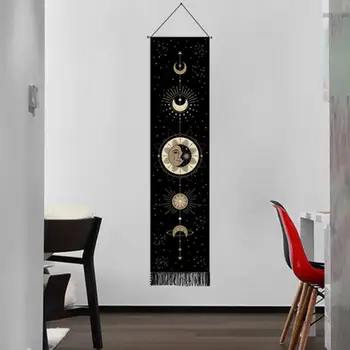 Modern Moon Phase Wall Kabantis gobelenas Dailus apdirbimas Mėnulio gobelenas Mėnulio fazės sienos meno dekoravimas bendrabučiui