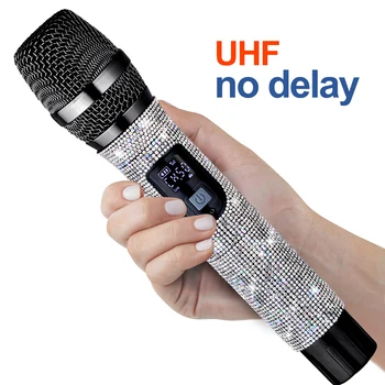 Heikuding UHF belaidis mikrofonas tiesioginei transliacijai lauke Krištolo dekoravimas Universalus garso plokštės mikrofonas su 3.5 imtuvu