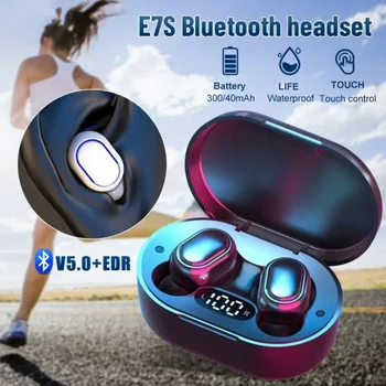 TWS Bluetooth ausinės Belaidės ausinės E7S Bluetooth 5.0 9D stereofoninės Bluetooth ausinės Sportinės muzikos ausinės, skirtos Xiaomi Redmi