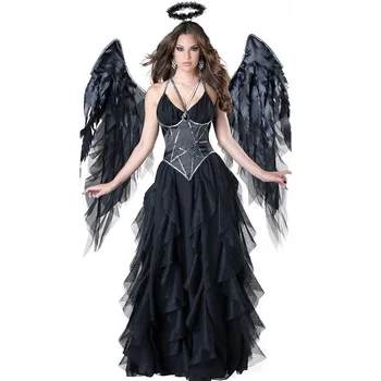 Seksualūs puolusio angelo kostiumai Moters Velykų angelo apranga Helovinas Tamsusis angelas Cosplay kostiumų rinkinys Suaugusiųjų karnavalo vakarėlis Puošni suknelė