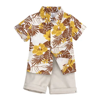 Fashion Boys Summer Style Drabužiai Casual Kids Suit 2vnt Apranga Medvilniniai marškiniai trumpomis rankovėmis+Šortai Vaikiški kostiumai