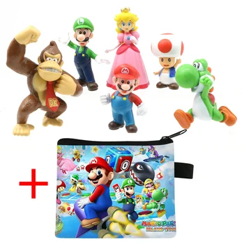 6vnt/rinkinys Super Mario Bros PVC Veiksmo figūrėlės Žaislai Lėlės Modelio rinkinys Luigi Yoshi Donkey Kong Grybas vaikams gimtadienio dovanos #AAA