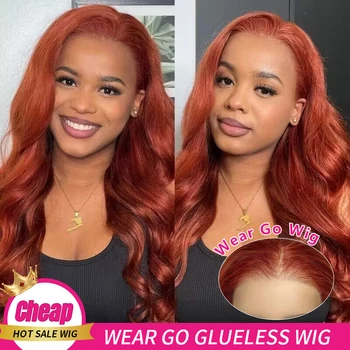 VSHOW Wear Go luleless Wig Peru Body Wave Lace close Wig New #33 Colour Ready Go Preplucked Wig Human Hair For Women