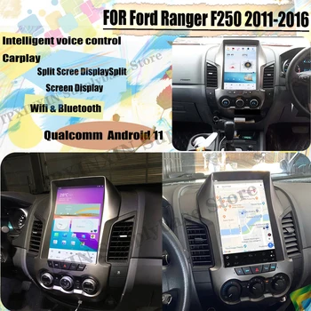 LHD RHD Qualcomm Tesla Ekranas Android 11 Car Radio 2 Din stereo imtuvas Ford Ranger F250 2011 2012 2013 2014 2015 2016 Vienetas