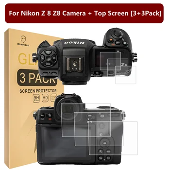 Mr.Shield ekrano apsauga, skirta Nikon Z 8 Z8 kamerai + viršutiniam ekranui [3+3Pack] [Grūdintas stiklas] [Japonija Stiklas su 9H kietumu]