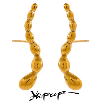 Yhpup Fashion 2023 Nerūdijančio plieno geometriniai ilgi auskarai 18K PVD aukso spalvos padengtas vandeniui atsparus kūrybinis ausų papuošalas