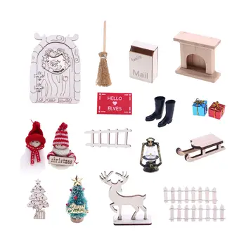 1/12 Kalėdų miniatiūrinis ornamentas Mini pašto dėžutė Lėlių namelis Kalėdiniai amatai