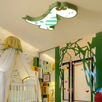 LED lubų kūrybinis animacinis filmas dinozauras vaikų kambario lempai, modernus šiltas ir romantiškas berniukų ir mergaičių miegamojo šviestuvas Lampara RC