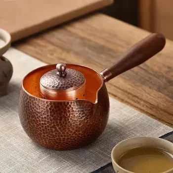 Handcraft Pure Copper Teapot Virdulys Kavos arbatos puodelis su rankena Vandens katilas Plaktuko rašto gėrimo indai
