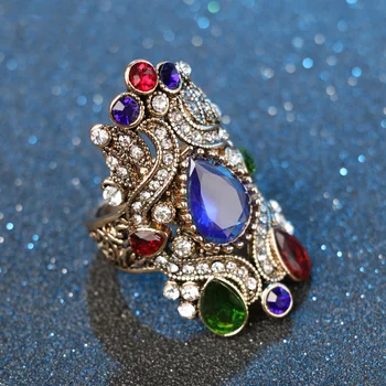 Turkija Vintažiniai vestuviniai opaliniai žiedai moterims Mozaikos krištolas Opalas Bulgarijos žiedai Anillos hombre punk viduramžių papuošalai Anel