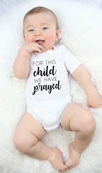 Tiny 2020 Naujagimio smėlinukai šiam vaikui Mes meldėmės laiškais Baby Girl smėlinukai Trumpomis rankovėmis Balta s in Baby