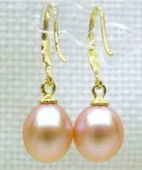 Naujas AAA+++ 8x10mm Pietų jūros rožinis tobulas perlų auskaras