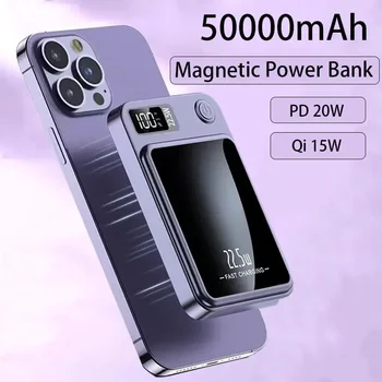 50000mAh Nešiojamasis Macsafe magnetinis maitinimo blokas Greitas belaidis įkroviklis, skirtas iPhone 12 13 14 Pro Max išorinis pagalbinis akumuliatorius
