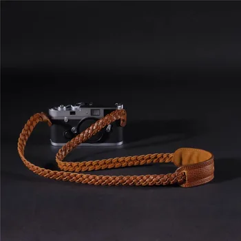Natūralios odos fotoaparato dirželis su vintažiniu austu skaitmeniniu sutraukiamu dirželiu, skirtu Leica Fuji SLR pečių dirželiui