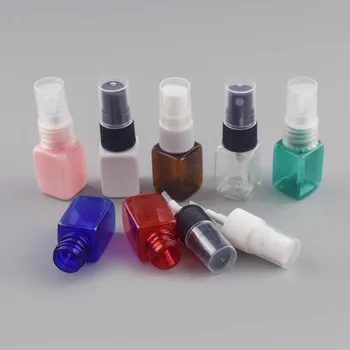 50vnt 10ml tuščias mini kvepalų purškimo kvadratinis buteliukas įvairių spalvų, purkštuvo buteliukas, kosmetikos pakavimo butelis kelionėms