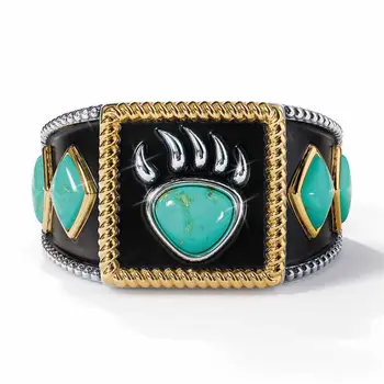 New Legend of Bear Claw Men's Ring European and American Viking Warrior Turquoise Bear Claw Ring