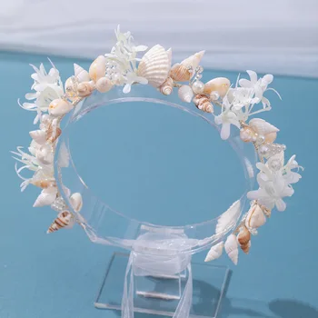 Luxury Pearl Conch Headband Hairband Tiara For Women Party Bridal Wedding Hair Accessories Jewelry Headband Tiara Gift