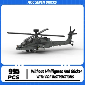 Military Series Moc statybiniai blokai Boeing AH-64 APACHE sraigtasparnio modelio technologijos kaladėlės 
