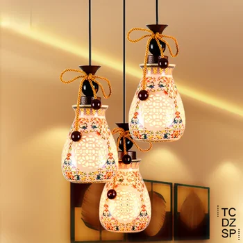 Modernus naujo kinų stiliaus pakabinamas šviestuvas keramikos restoranas Šviestuvas Baro šviestuvas Duplex Laiptų šviestuvas