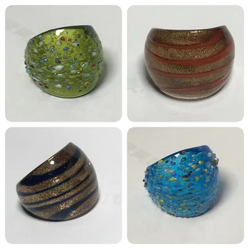 Nauji Murano stiklo žiedai moterims Rankų darbo mišrių spalvų stiliai Pirštų žiedai tinka kasdienėms vakarėlių merginoms Dovanos Gražūs stiklo papuošalai