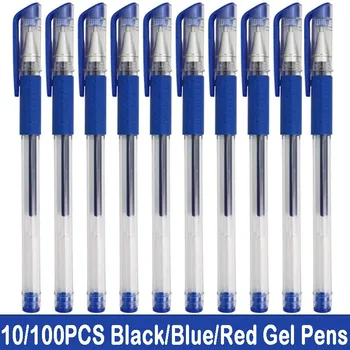 10/100 PCS gelinių rašiklių rinkinys Juoda mėlyna raudona gelinė rašiklis 0,5 mm tušinukas Mokyklos biuro reikmenys Kanceliarinės prekės Kawaii priedai