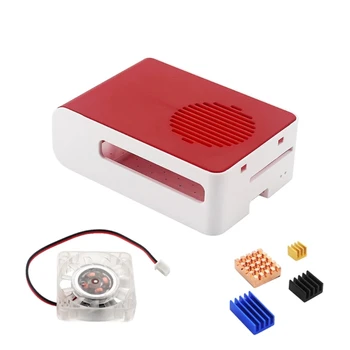 skirta RaspberryPi4 korpuso dėžutei ABS dėklas raudonas ir baltas plastikinis palaikymas 40x40 aušinimo ventiliatorius Pi4 apsaugai