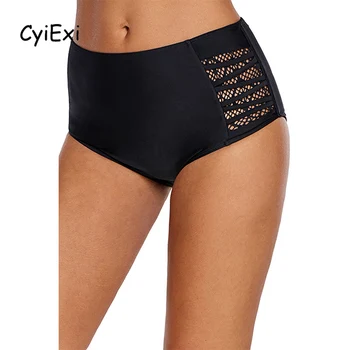 CyiExi Sexy Black Strappy Nėrinių skydelis Apart Maudymosi apačia moterims Paplūdimio plius dydžio maudymosi kostiumėliai Moteriški apatiniai Vasarinės bikinio kelnaitės