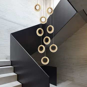 Prabangūs krištolo žiedai LED šviestuvas laiptams Modernus 